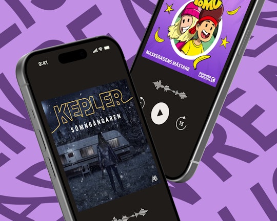 Två mobiltelefoner med Nextory öppen